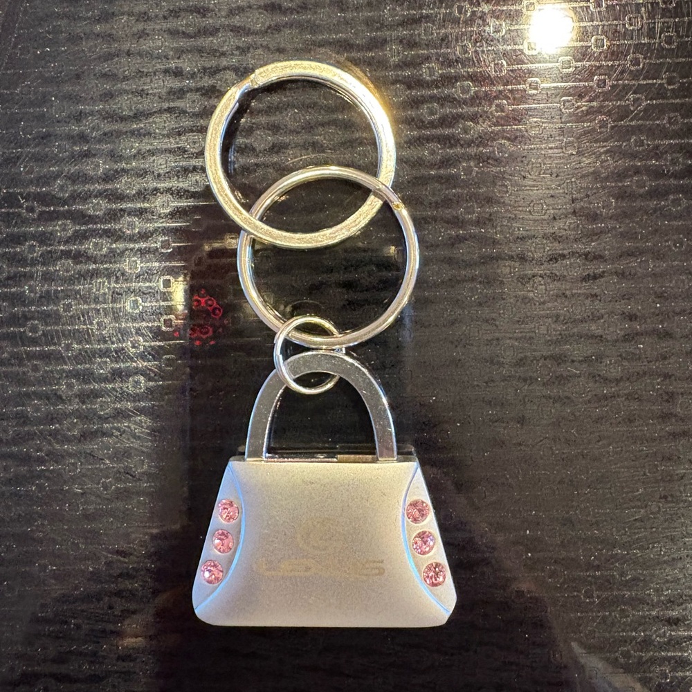 LEXUS Silver Keychain with Pink Accents